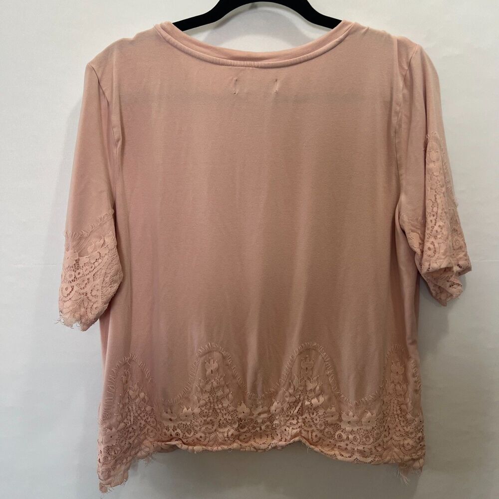Simply Styled By Sears BOHO Pink Lace Pattern Romantic Feminine Blouse Size XL - Picture 4 of 9